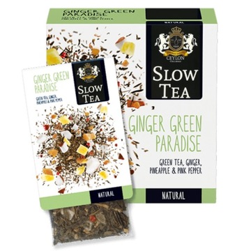 Slow Tea Ginger Green Paradise 25 torebek Herbata liściasta zielona PREMIUM