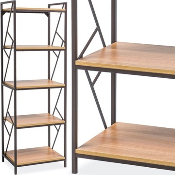 PÓŁKA REGAŁ METALOWY otwarty Loft 180cm na kwiaty książki akcesoria DĄB