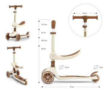 Самокат трехколесный детский со светодиодными колесами Scooter Milly Mally Fuzzy Classic