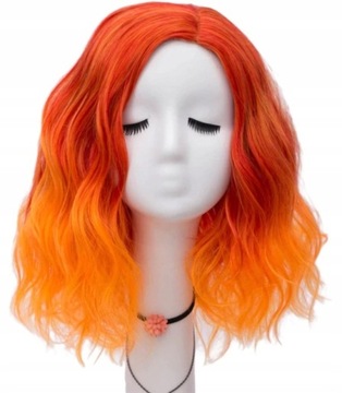 PERUKA COSPLAY 40 CM BOB GLAM ROCK CZERWONY-POM