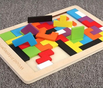 ТЕТРИС ГОЛОВОЛОМКА ДЕРЕВЯННЫЕ КРУГКИ МОНТЕССОРИ БЛОКИ 3D ЛОГИЧЕСКАЯ ИГРА