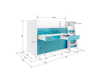 Кики 1 антресоль с выдвижным столом - глянцевый