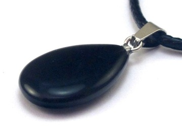 WISIOREK kamień OBSYDIAN CZARNY łezka 24mm [W1591]