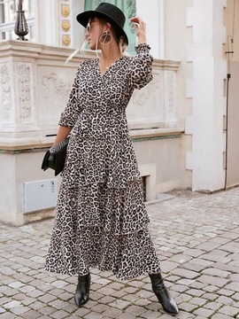 MAXI SUKIENKA LEOPARD PRINT STYL BOHO SEXY CLASSIC