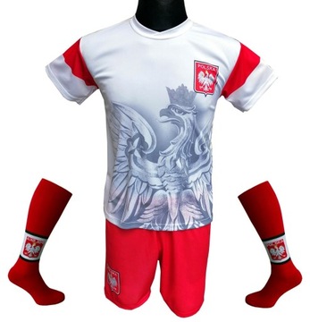 Komplet strój piłkarski Polska duży orzeł 146 cm
