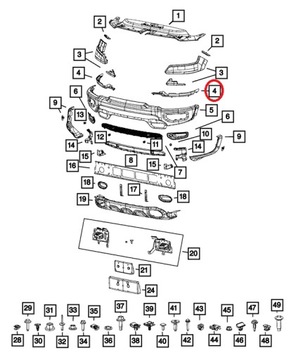 2019-24 RAM 1500 OEM LH DRŽÁKY NÁRAZNÍKU (68370255AB)