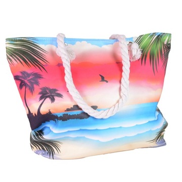 TORBA PLAŻOWA Z UCHWYTEM ZAPINANA ZAMEK SHOPPER TOREBKA NA PLAŻĘ PIKNIK MIX