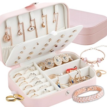 PUDEŁKO ORGANIZER SZKATUŁKA NA BIŻUTERIĘ KOLCZYKI KUFEREK ELEGANCKI ETUI