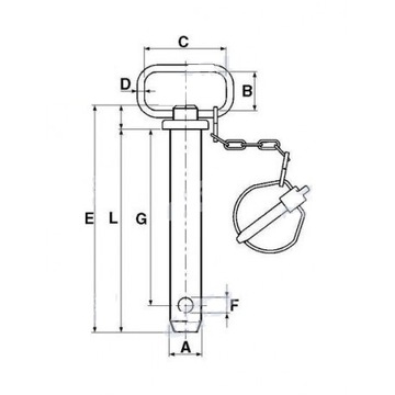 Bolec, Sworzeń zaczepu z łańcuszkiem i zawleczką 32 x 125 mm