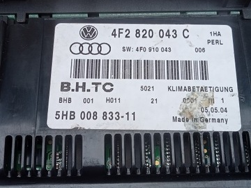 AUDI A6 C6 PANEL KLIMATIZACE 4F2820043C UK