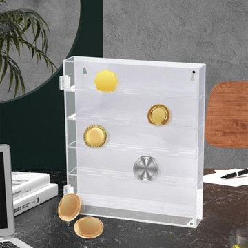 Akrylowy pojemnik do przechowywania, stojak, pyłoszczelny, przezroczysty z drzwiczkami w kolorze białym