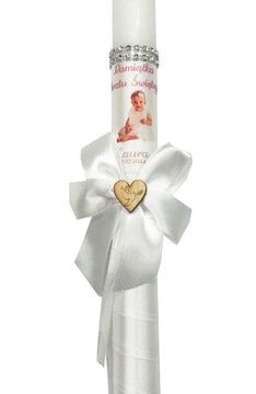 СВЕЧА И КРЕСТАЛЬНАЯ ОДЕЖДА ДЛЯ КРЕЩЕНИЯ ИМЯ ДАТА