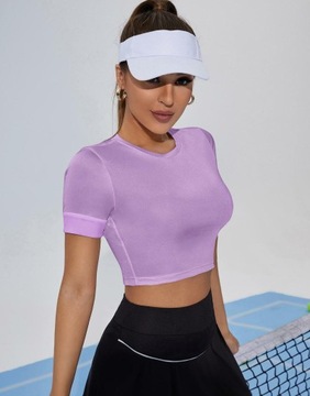 CROP TOP KOSZULKA FIOLET SPORTOWY KRÓTKI RĘKAW SHEIN 34