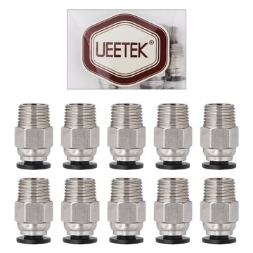 UEETEK 10шт PC4-M10 мужской прямой пневматический ПТФЭ