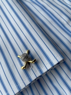 Серебряные запонки для смокинга EXC с синим перламутром + футляр