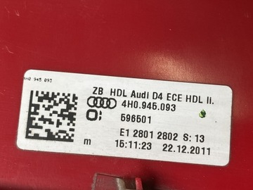 AUDI A8 4H D4 SVĚTLO LEVÝ ZADNÍ 4H0945093