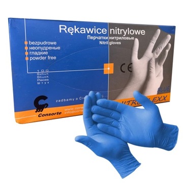 Rękawice rękawiczki NITRYLOWE BEZPUDROWE 100szt XL