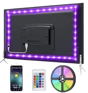 Taśma LED RGB 5050 5M MULTIKOLOR STEROWANA NA TELEFON APLIKACJA MUZYKA USB