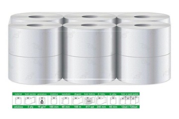 БУМАГА/ПОЛОТЕНЦЕ 100% ЦЕЛЛЮЛОЗА, УПАКОВКА 100М/9СМ. 12 шт.