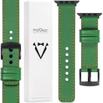 Prémiový kožený řemínek pro Apple Watch 49/46-44 mm zelený Movear