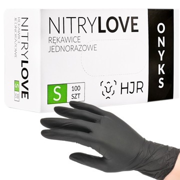 Rękawice HJR Rękawiczki NITRYLOWE medyczne CZARNE Onyks BLACK S