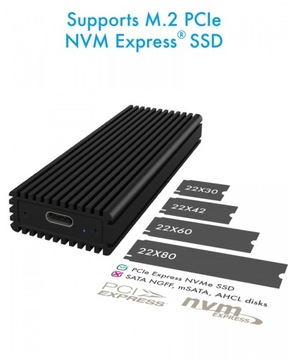 Корпус твердотельного накопителя PCIe M2 — USB TypeC Gen2, 10 Гбит/с