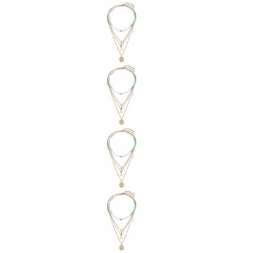 4 Sets Layered Necklace Surfer Necklace
