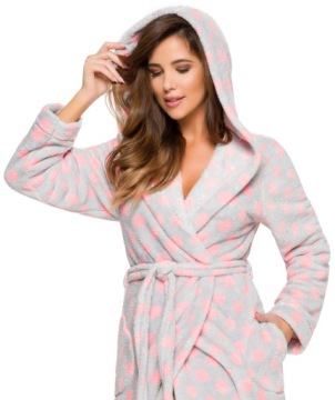 ХАЛАТ ЖЕНСКИЙ ДЛИННЫЙ ТЕПЛЫЙ ПУХОВЫЙ, РОЗОВЫЙ L