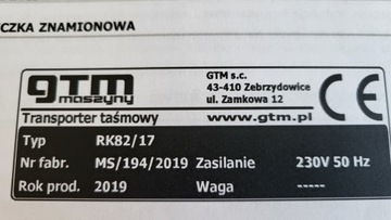 Taśmociąg łamany, przenośnik taśmowy, podajnik
