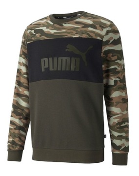 PUMA BLUZA MĘSKA BAWEŁNA ESS+ CAMO CREW FOREST NIGHT r. S