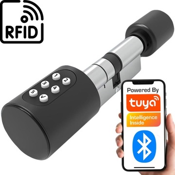 INTELIGENTNA WKŁADKA DO ZAMKA 70MM KLAMKA CYLINDER PIN BLUETOOTH RFID TUYA