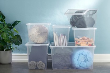 КОНТЕЙНЕР С КРЫШКОЙ ПЛАСТИКОВЫЙ ПИЩЕВОЙ БОЛЬШОЙ БАЗОВЫЙ ЯЩИК PLAST TEAM 52Л