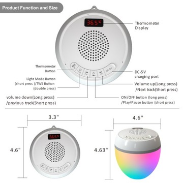Водонепроницаемый динамик Bluetooth светодиодный светильник для бассейна IP68 Термометр для бассейна