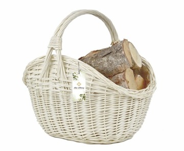 Корзина плетеная для камина, БЕЛАЯ XL