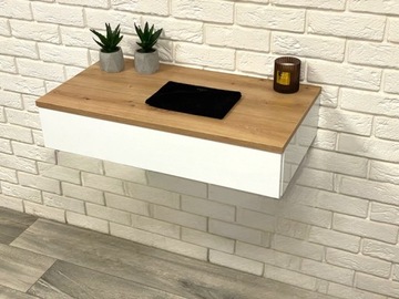 ПОДВЕСНОЙ ТЮРЁДНЫЙ СТОЛИК, ДУБ ARTISAN, БЕЛЫЙ МАТОВЫЙ