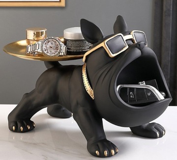 Скульптура собаки с подносом Фигурка для хранения бульдога