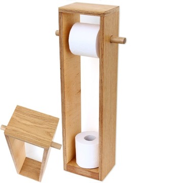 Stojak na papier toaletowy, uchwyt wieszak Drewno