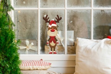 РОЖДЕСТВЕНСКИЙ ОЛЕНЬ 3 МАЛЕНЬКАЯ наклейка на окно А
