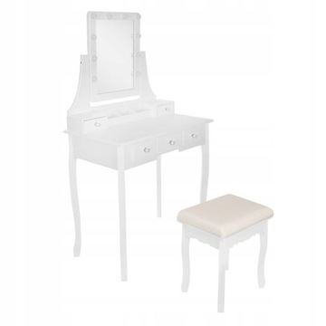 СТОЛИК КОСМЕТИЧЕСКИЙ С ЗЕРКАЛОМ LED, БЕЛЫЙ + ТАБУРЕТ
