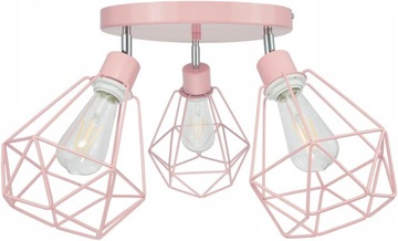Plafon Dziecięcy Lampa Sufitowa 3 Pastel Różówy Ruchomy Led Wisząca E27 Róż