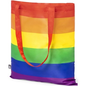 Torba na zakupy TĘCZOWA z długimi uchwytami EKOLOGICZNA lgbt tęcza shopper