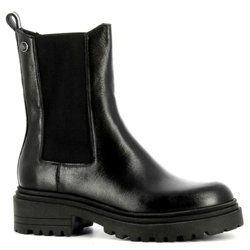 CARINII B5952 BOTKI WORKERY TRAPERY SKÓRA CZARNE