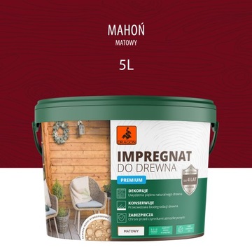 Impregnat do drewna PREMIUM DRAGON 5L MAHOŃ