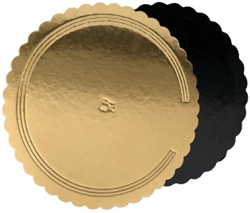 PODKŁAD POD TORT CIASTO OKRĄGŁY FALA ZŁOTY 2000g GRUBY 24 cm