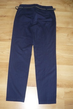 Spodnie cygaretki Zara, r. XS, granatowe, paski, klasyka, tanio!
