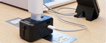 Адаптер VOOMY с английской вилкой, 1x USB-C и 1x USB-A, черный