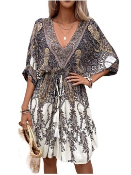 ELEGANCKA SUKIENKA DAMSKA BOHO WIZYTOWA WIOSENNA LETNIA NA CODZIEŃ 4XL