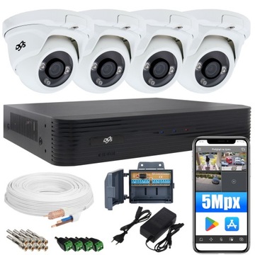 ZESTAW MONITORINGU 4 KAMERY KOPUŁKI 5MPX 2K P2P