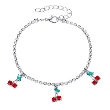 Ozdobna bransoletka dla kobiet Rhinestone Cherry Anklet