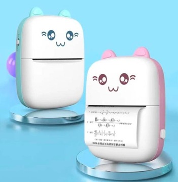 МИНИ-ТЕРМОПРИНТЕР DRUKUŚ МИНИ-КОТ ДЛЯ НАКЛЕЙКИ ФОТОГРАФИЙ + 11 ШТ. РОЛИКОВ